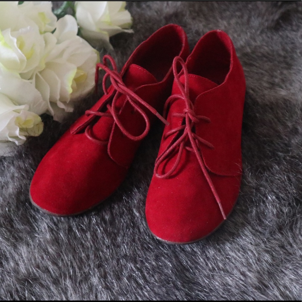 Suede Round Toe Lace up Oxford Shoes